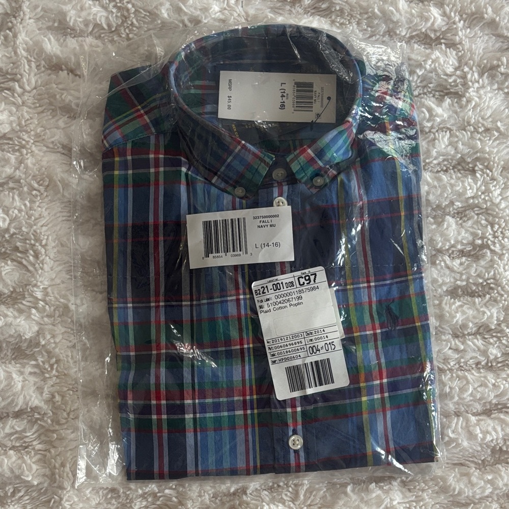 Ralph Lauren Blue and Green Plaid Button Down Shirt